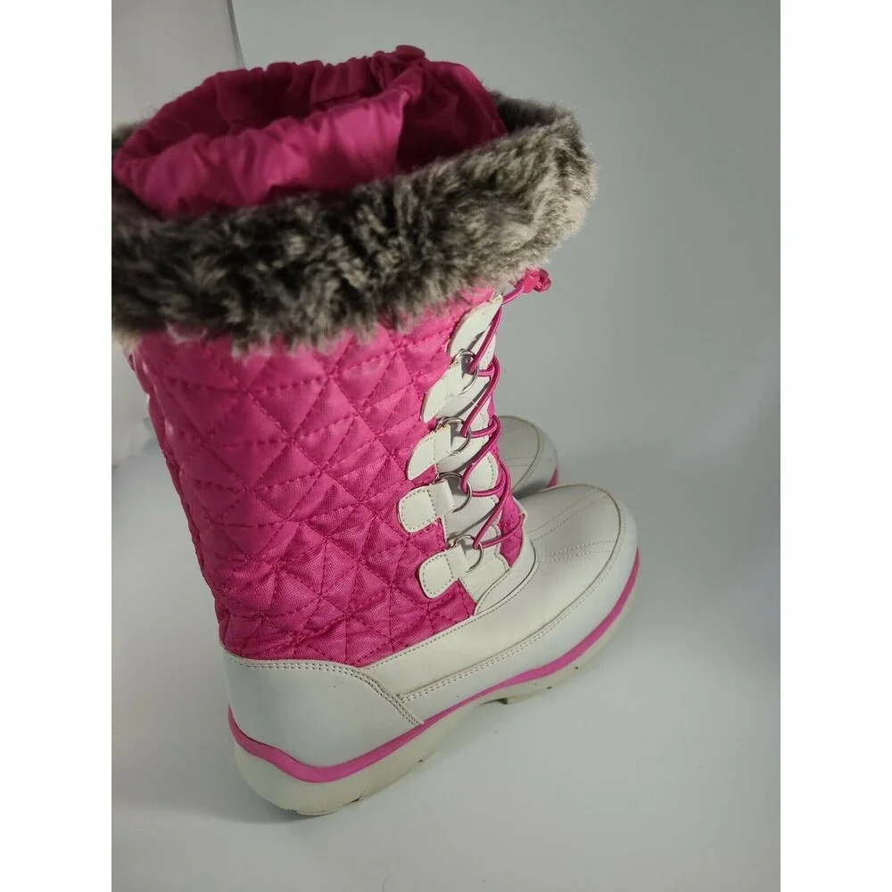 LANDS END 12"-Tall Shocking-Pink/Navajo White Winter Insulated Snowflake boot 6M - Picture 5 of 8